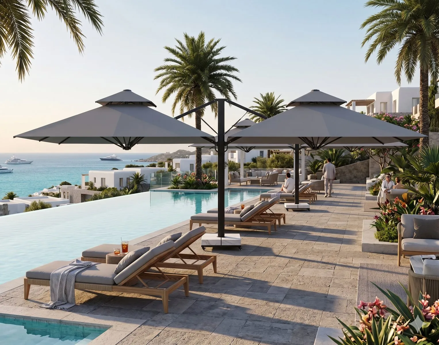 Albatros Duo parasol beside infinity pool